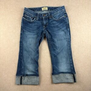 BKE Jeans‎ Women 24 Blue Denim Capri Starlite Stretch Cuffed Low Rise